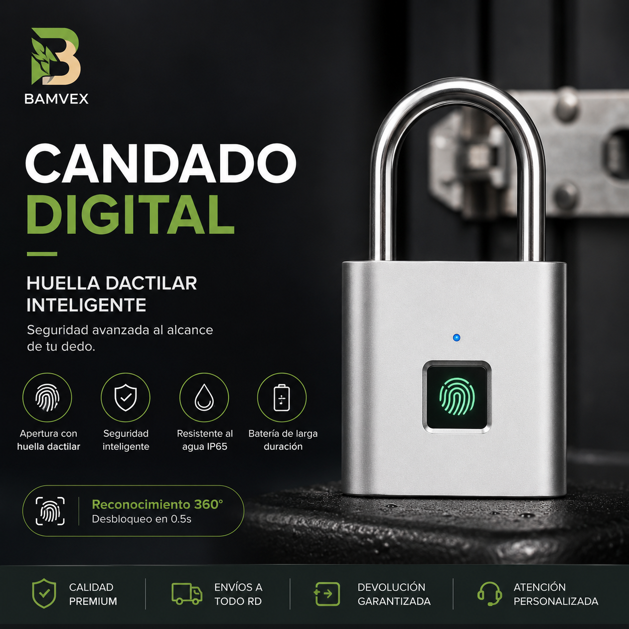 SecureTouch™ Candado de huella dactilar