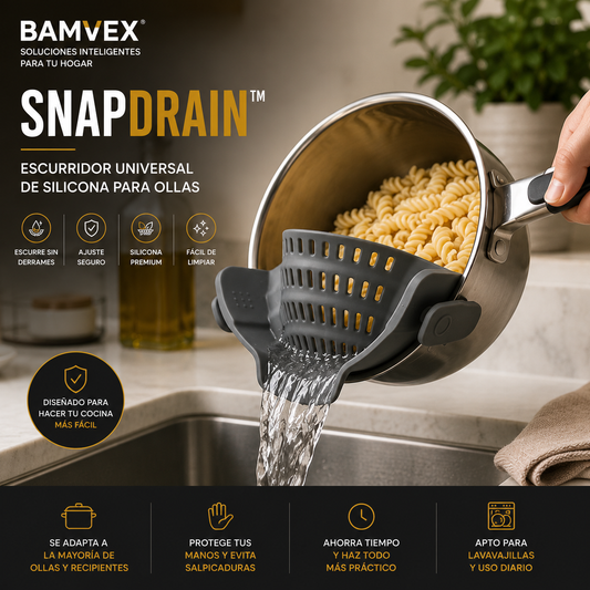 SnapDrain™ | Escurridor Universal de Silicona para Ollas