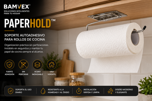 PaperHold™ | Soporte Autoadhesivo para Rollos de Cocina