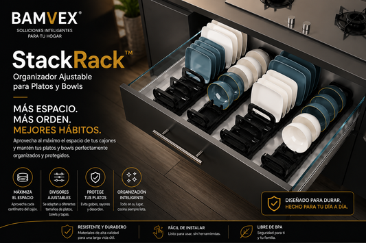 StackRack™ | Organizador Ajustable para Platos y Bowls