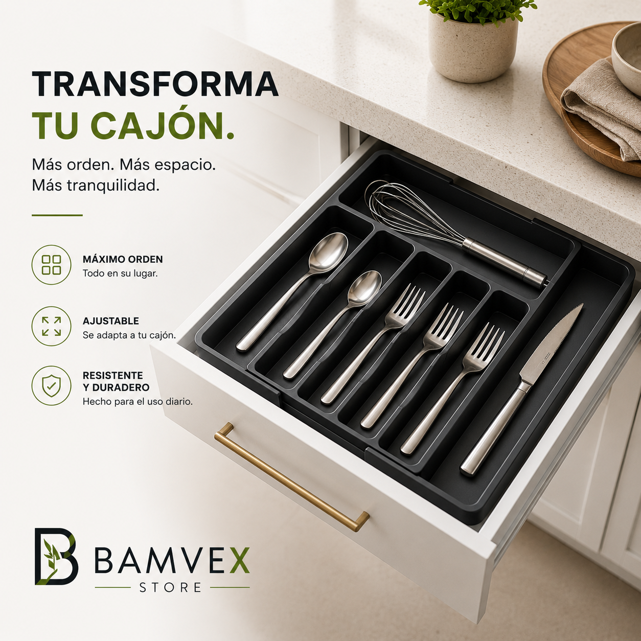 ExpandTray™ | Organizador Ajustable para Cubiertos