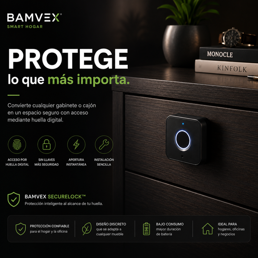 BAMVEX SecureLock™ /Cerradura Biométrica Inteligente para Gabinetes y Cajones