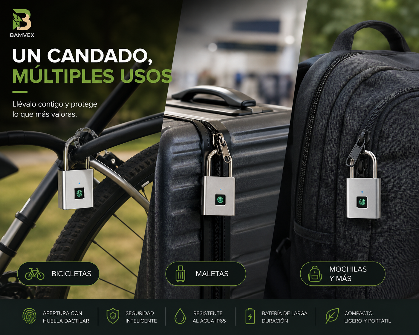 SecureTouch™ Candado de huella dactilar