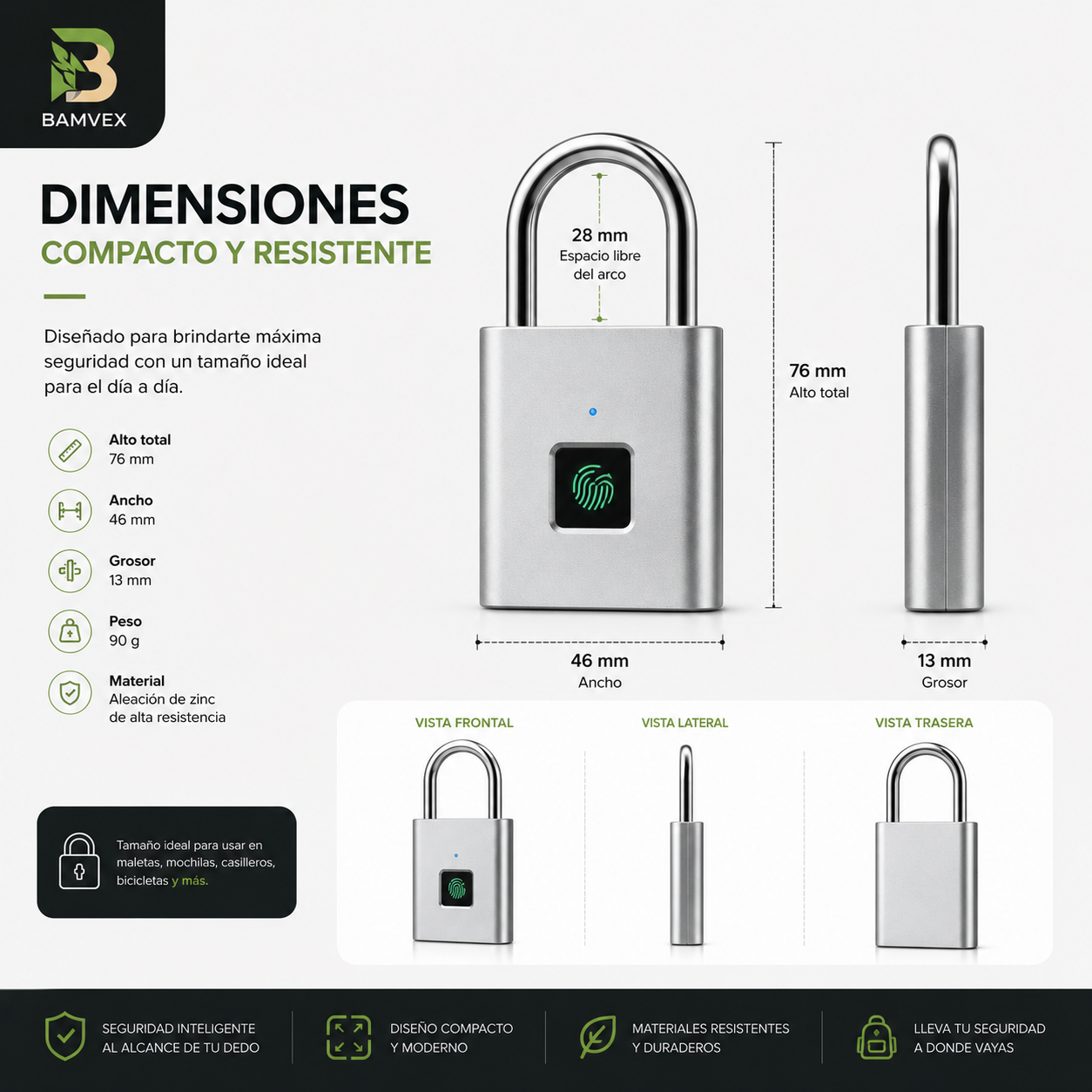 SecureTouch™ Candado de huella dactilar