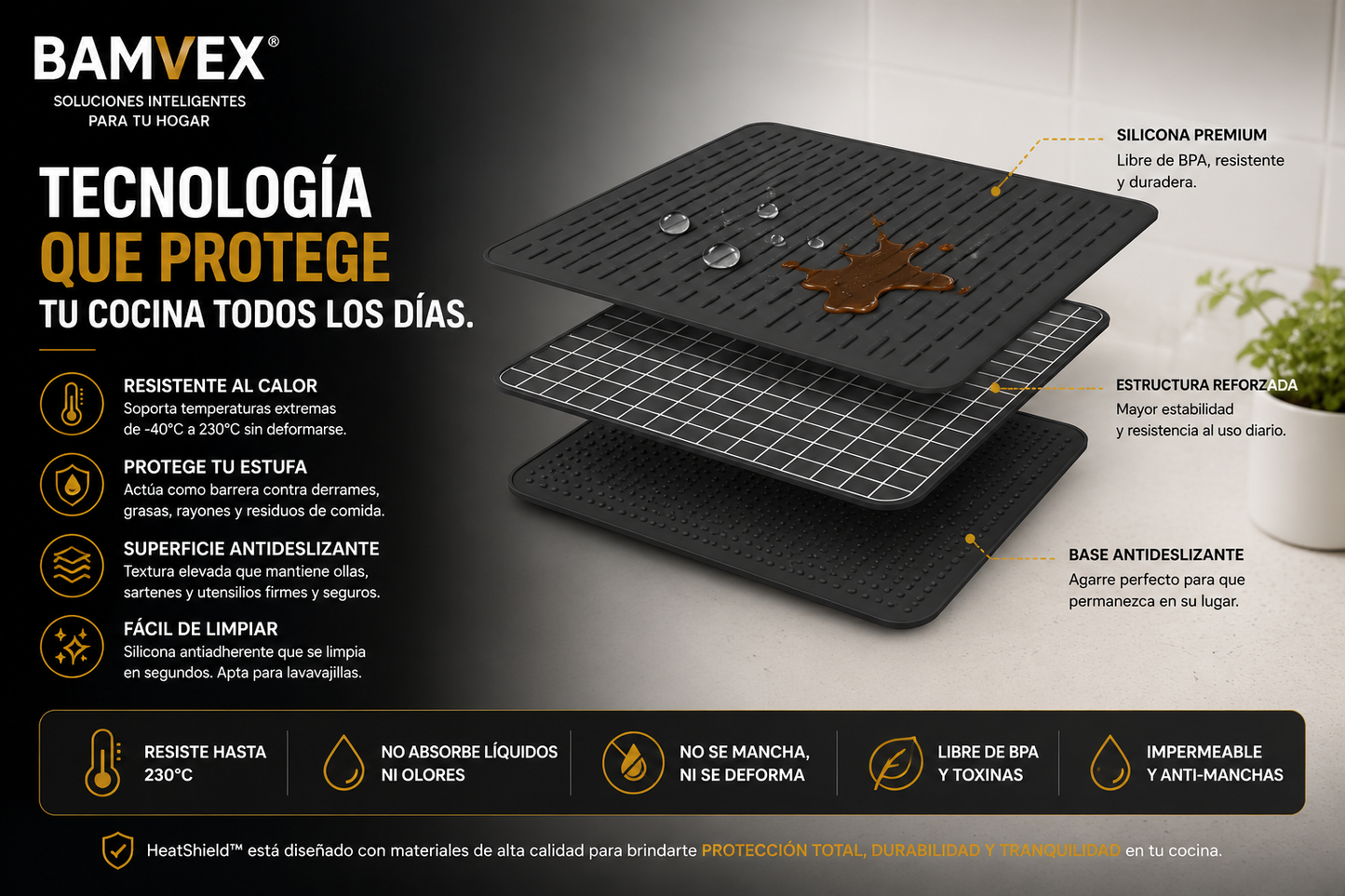 HeatShield™ | Protector de Silicona para Estufa