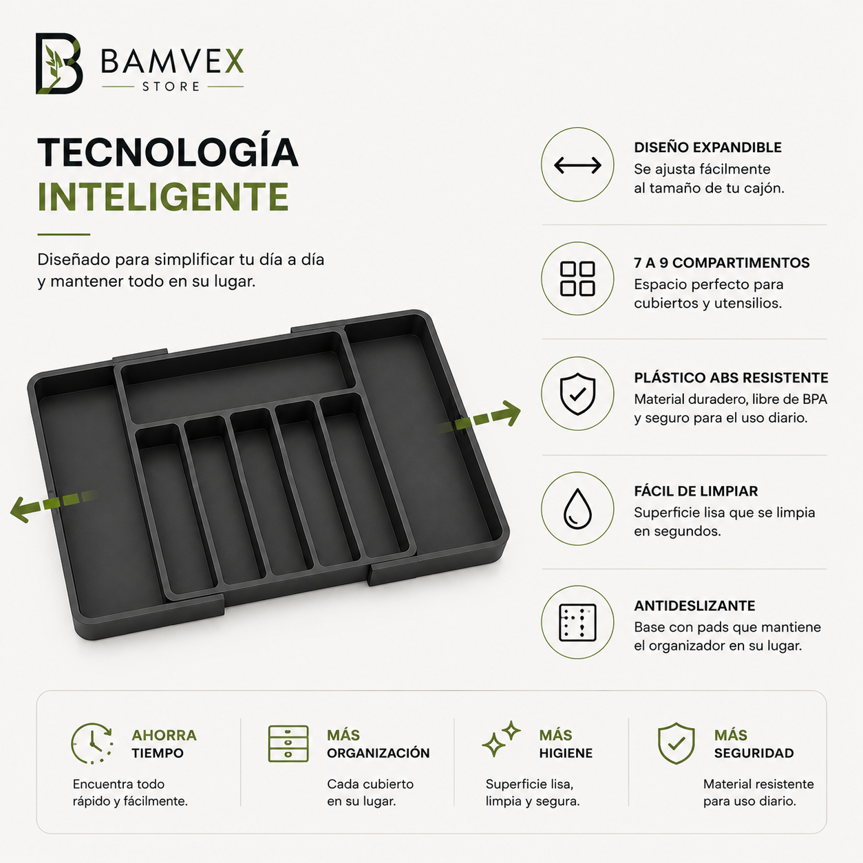 ExpandTray™ | Organizador Ajustable para Cubiertos