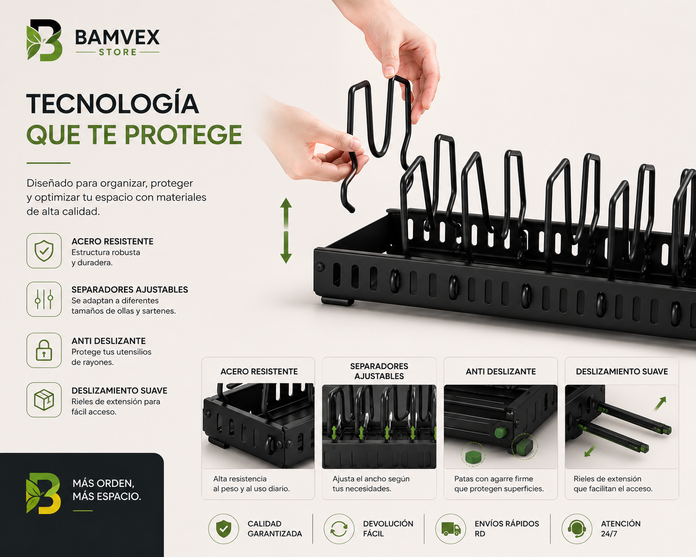 GlideRack™ – Organizador Deslizante para Ollas y Sartenes