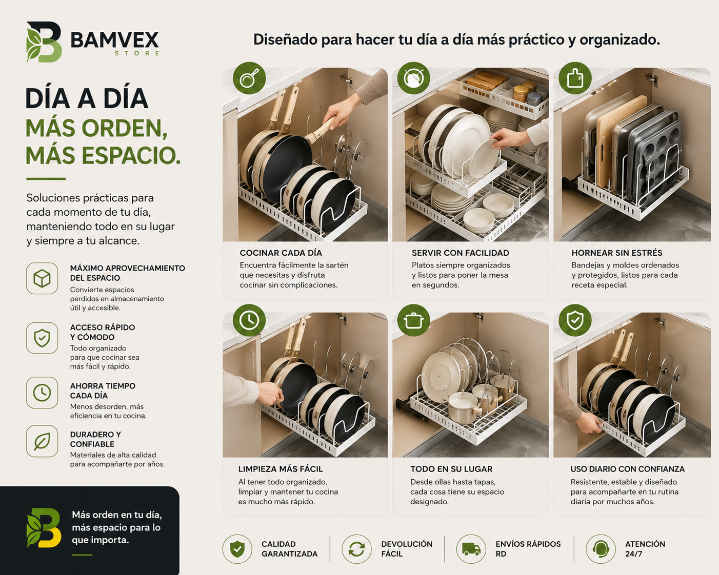 GlideRack™ – Organizador Deslizante para Ollas y Sartenes